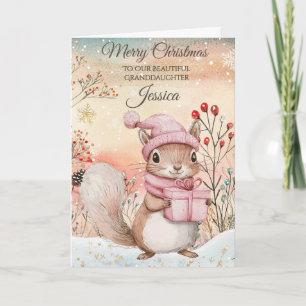 Cartão De Festividades Esquilo de Natal Personalizado