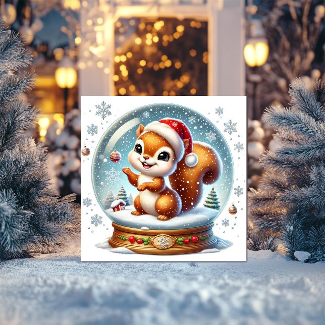 Cartão De Festividades Esquilo em Globo de Neve (Criador carregado)