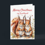 Cartão De Festividades Esquilo Maravilhoso e Bonito<br><div class="desc">Esquilos Fofos de Natal Maravilhoso Bobo doce mas cheio de amor Feliz Natal</div>