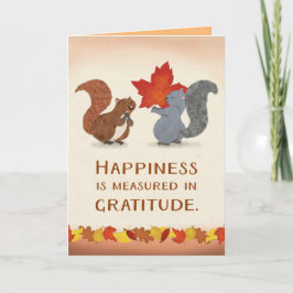 Cartão De Festividades Esquilos e uma maravilhosa Ação de Graças de Folha