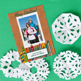 Cartão De Festividades Esquís Antigos Foto Personalizada
