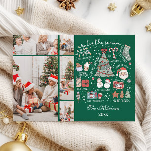 Cartão De Festividades Esta É A Época 5 Foto Retro Natal Verde