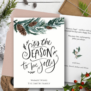 Cartão De Festividades Esta É A Época De Jolly Watercolor Pine Cone