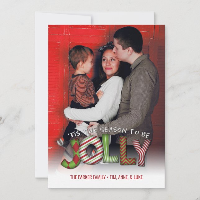 Cartão De Festividades Esta É A Época De Ser A Foto Da Família Jolly (Frente)