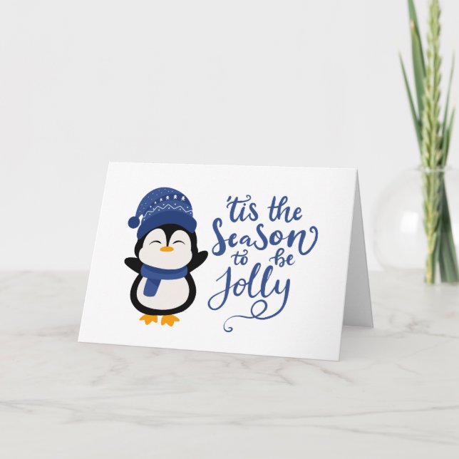 Cartão De Festividades Esta É A Época De Ser Jolly, Pinguim De Natal (Frente)