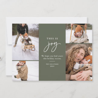 Cartão De Festividades Esta é Joy Green Minimalista Multi-Foto