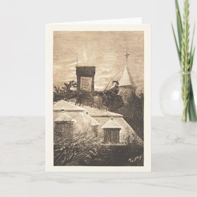 Cartão De Festividades Estação do Natal, Thomas Nast, 1889 (Frente)