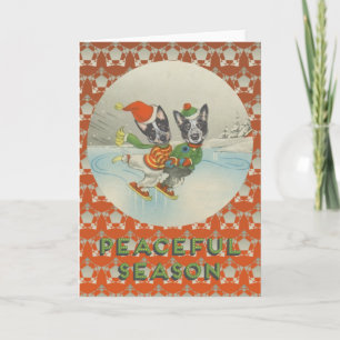 Cartão De Festividades Estação pacífica: Cães de Bovinos Australianos de 