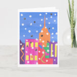 Cartão De Festividades Estado do império na neve<br><div class="desc">Envie cartões de natal a um amigo especial ou amado com este cartão do Empire State Building na neve!</div>