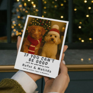 Cartão De Festividades Estamos na lista travessa Foto de Natal do Cachorr