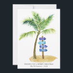 Cartão De Festividades Este é o Mar Sun Watercolor Beach 2 Photos<br><div class="desc">Este é o Sea Sun Watercolor Beach Two Photos Holiday Card - um pequeno cartão de Natal divertido para enviar a sua família e amigos nesta temporada de férias. A carta apresenta uma palmeira tropical aquosa com um cartaz de madeira que diz "é o sol do mar" com um desejo...</div>