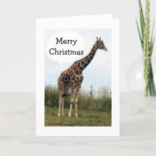CARTÃO DE FESTIVIDADES ESTE GIRAFFE ESTÁ PRONTO, ELE DIZ MERRY CHRISTMAS
