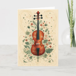 Cartão De Festividades Estilo de Arte Folclórica Escandi Natal Verde Cell