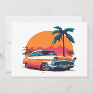 Cartão De Festividades Estilo de cruzeiro retrô Lowrider de pôr do sol vi