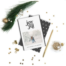 Cartão De Festividades Estilo de Natal mínimo moderno preto + branco