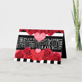 Cartão De Festividades Estilo de quadro negro de amor e Rosas