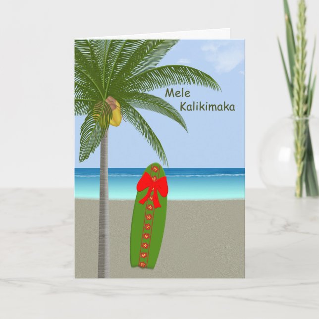 Cartão De Festividades Estilo do Hawaiian do Feliz Natal (Frente)