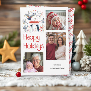 Cartão De Festividades Estilo escandinavo veado azul foto de Natal