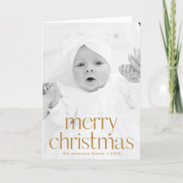 Cartão De Festividades Estilo simples Dourado Feliz Natal 2 Foto