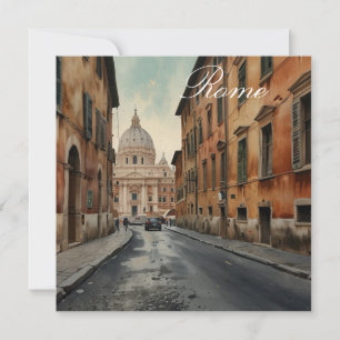 Cartão De Festividades Estilo Vintage Roma Viagem Italiana Aquarela