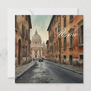 Cartão De Festividades Estilo Vintage Roma Viagem Italiana Aquarela