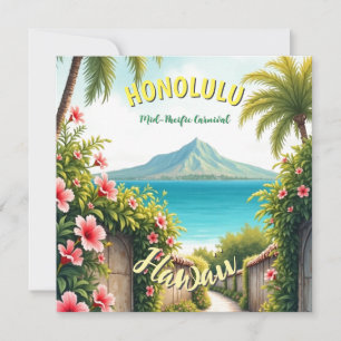 Cartão De Festividades Estilo Vintage Viagem Honolulu Médio Havaiano - Pa