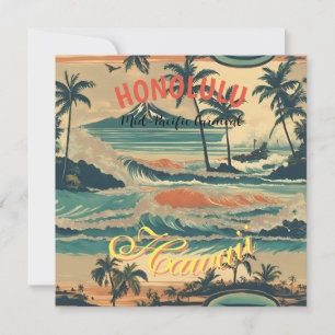 Cartão De Festividades Estilo Vintage Viagem Honolulu Médio Havaiano - Pa