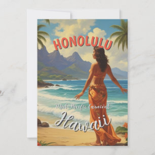 Cartão De Festividades Estilo Vintage Viagem Honolulu Médio Havaiano - Pa