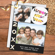 Estiloso 2 Fotos Personalizado Feliz Ano Novo