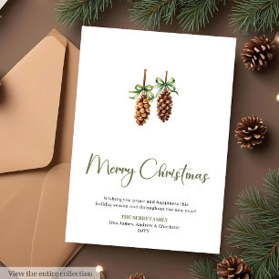 Cartão De Festividades Estiloso Agradecimento de Natal em Aquarela Botâni