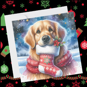 Cartão De Festividades Estoque de Natal do ouro Retriever