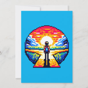 Cartão De Festividades Estradas cruzadas na jornada de arte de pixel pond