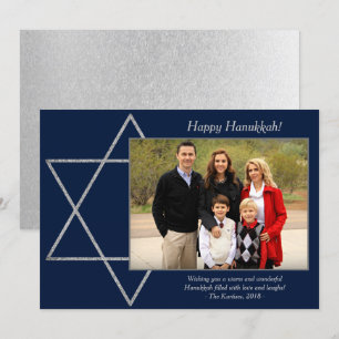 Cartão De Festividades Estrela Azul Moderna de Hanukkah Silver de David F