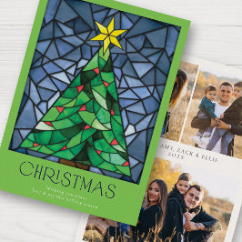 Cartão De Festividades Estrela da Árvore de Fotos de Natal Retroativa