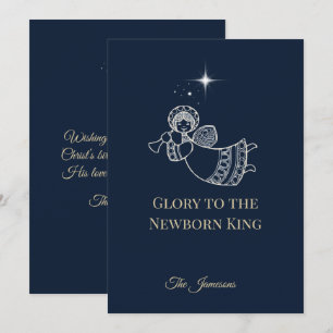 Cartão De Festividades Estrela de Belém Anjo Trombeteando Bênção