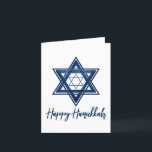 Cartão De Festividades Estrela de Davi | Clássico Azul Moderno Feliz Chan<br><div class="desc">O mínimo clássico Bar azul/Bat Mitzvah e a moderna Estrela de David de Chanucá contra um fundo branco cria um elegante e sofisticado design. Para obter outras cores de coordenação ou produtos correspondentes,  visite justFharryn em Zazzle.com. Todos os direitos reservados. #zazzlemade</div>