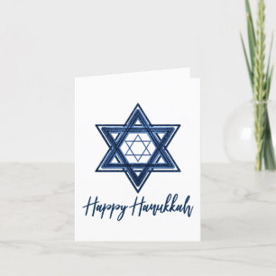 Cartão De Festividades Estrela de Davi   Clássico Azul Moderno Feliz Hanu