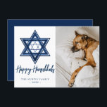 Cartão De Festividades Estrela de Davi | Foto Clássica Azul Moderna de Ch<br><div class="desc">O mínimo clássico Bar azul/Bat Mitzvah e a moderna Estrela de David de Chanucá contra um fundo branco cria um elegante e sofisticado design. Para obter outras cores de coordenação ou produtos correspondentes,  visite justFharryn em Zazzle.com. Todos os direitos reservados. #zazzlemade</div>