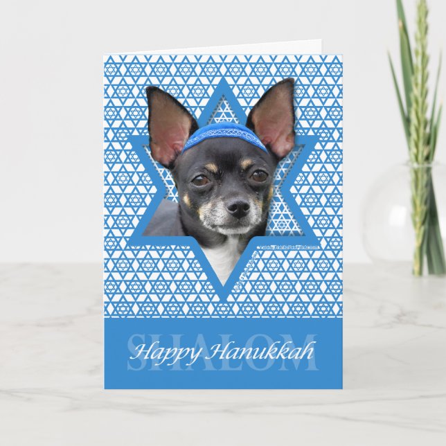 Cartão De Festividades Estrela de David de Hanukkah - chihuahua (Frente)