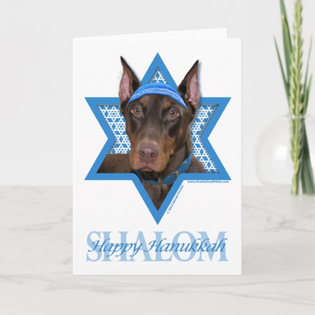 Cartão De Festividades Estrela de David de Hanukkah - Doberman - rochosa (Frente)