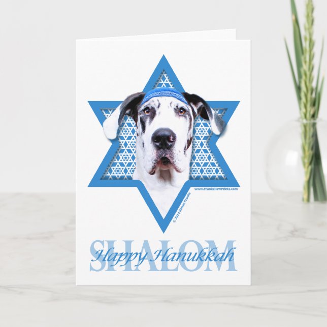 Cartão De Festividades Estrela de David de Hanukkah - great dane - (Frente)