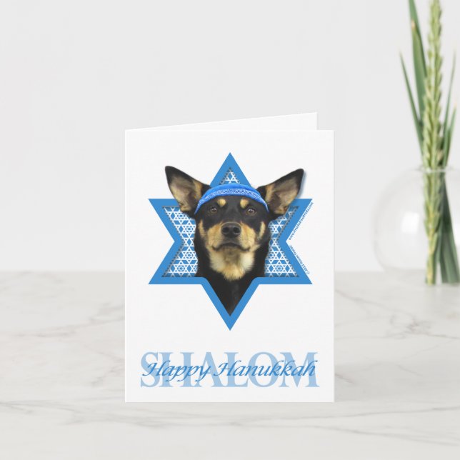 Cartão De Festividades Estrela de David de Hanukkah - Kelpie australiano (Frente)