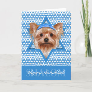 Cartão De Festividades Estrela de David de Hanukkah - yorkshire terrier