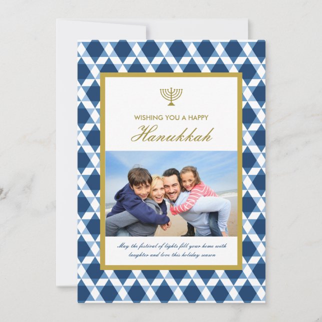 Cartão De Festividades Estrela De David Menorah Hanukkah Foto Saudações (Frente)
