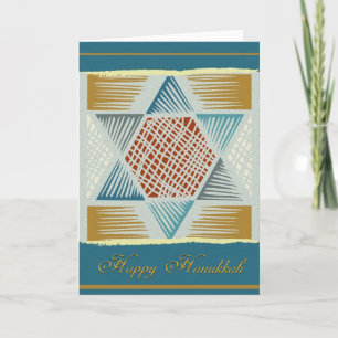 Cartão De Festividades Estrela de David Woodcut-Hanukkah