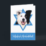 Cartão De Festividades Estrela de Hanukkah de David - Fronteira Collie<br><div class="desc">O que poderia fazer com que dizer Feliz Hanukkah fosse mais divertido do que ter esse Cachorro Collie da Fronteira vestindo um Yamaka cercado pela Estrela de David. Este design de feriado caprichoso irá certamente agradar aos seus amigos e familiares, assim como a outros amantes de cães. Este design está...</div>