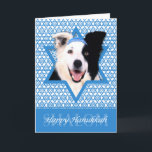 Cartão De Festividades Estrela de Hanukkah de David - Fronteira Collie<br><div class="desc">O que poderia fazer com que dizer Feliz Hanukkah fosse mais divertido do que ter esse Cachorro Collie da Fronteira vestindo um Yamaka cercado pela Estrela de David. Este design de feriado caprichoso irá certamente agradar aos seus amigos e familiares, assim como a outros amantes de cães. Este design está...</div>
