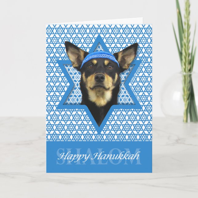 Cartão De Festividades Estrela de Hanukkah de David - Kelpie australiano (Frente)