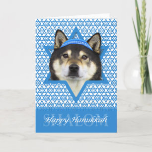 Cartão De Festividades Estrela de Hanukkah de David - Shiba Inu - Yasha