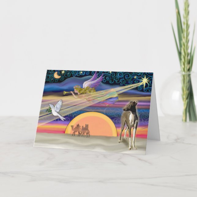 Cartão De Festividades Estrela de Natal - Greyhound Italiano 1 (Frente)